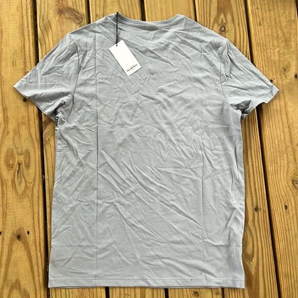 NWT Goodfellow Large Standard Foggy Blue Striped Crewneck Short Sleeve T-Shirt - Picture 3 of 5